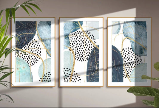 Set 3 Cuadros abstractos acuarelados