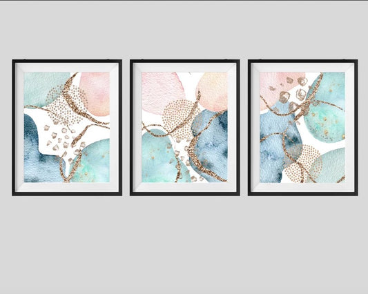 Set 3 Cuadros abstractos acuarelados