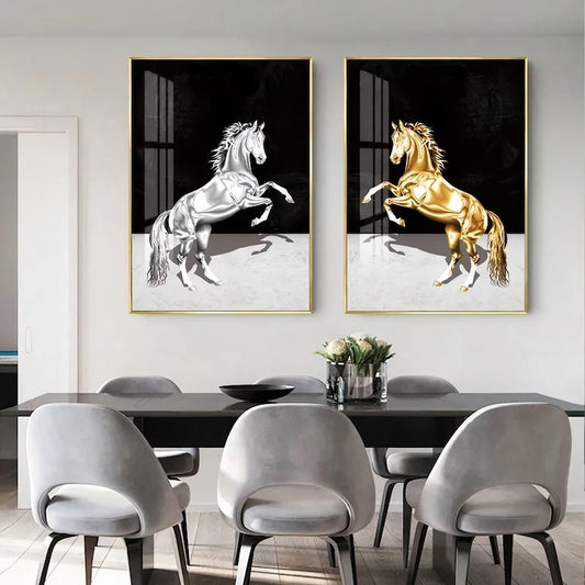 Set 2 Cuadros caballos metal