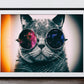 Cuadro de animales , gato con lentes