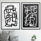 Set 2 cuadros abstractos blanco y negro