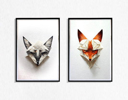 Set 2 cuadros de animales en origami