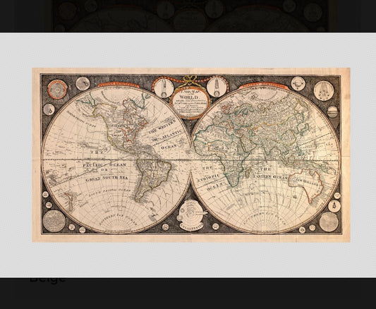 Cuadro mapa mundi vintage 1799, 120x63