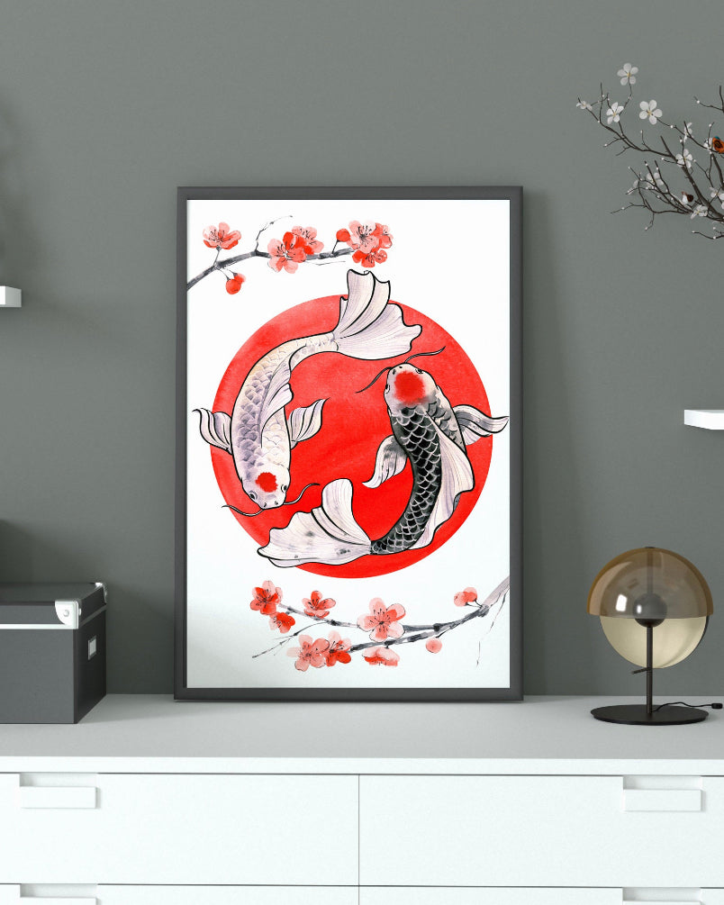 Cuadro de Arte Asiático peces KOI